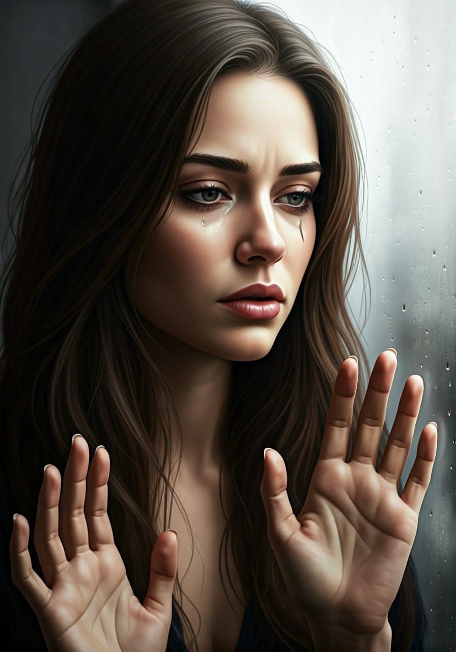 A Woman Lost in Thought, Eyes Cast Downward