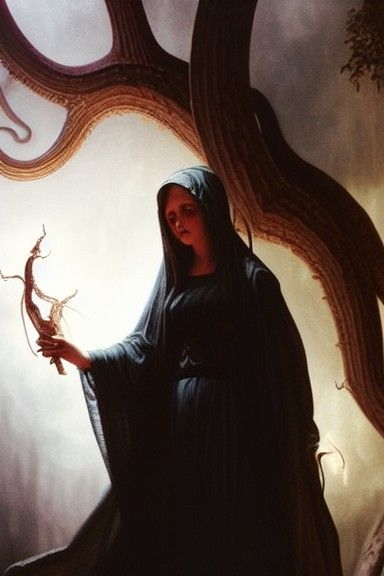 Horrific Tentacled Witch in Dark Byzantine Style