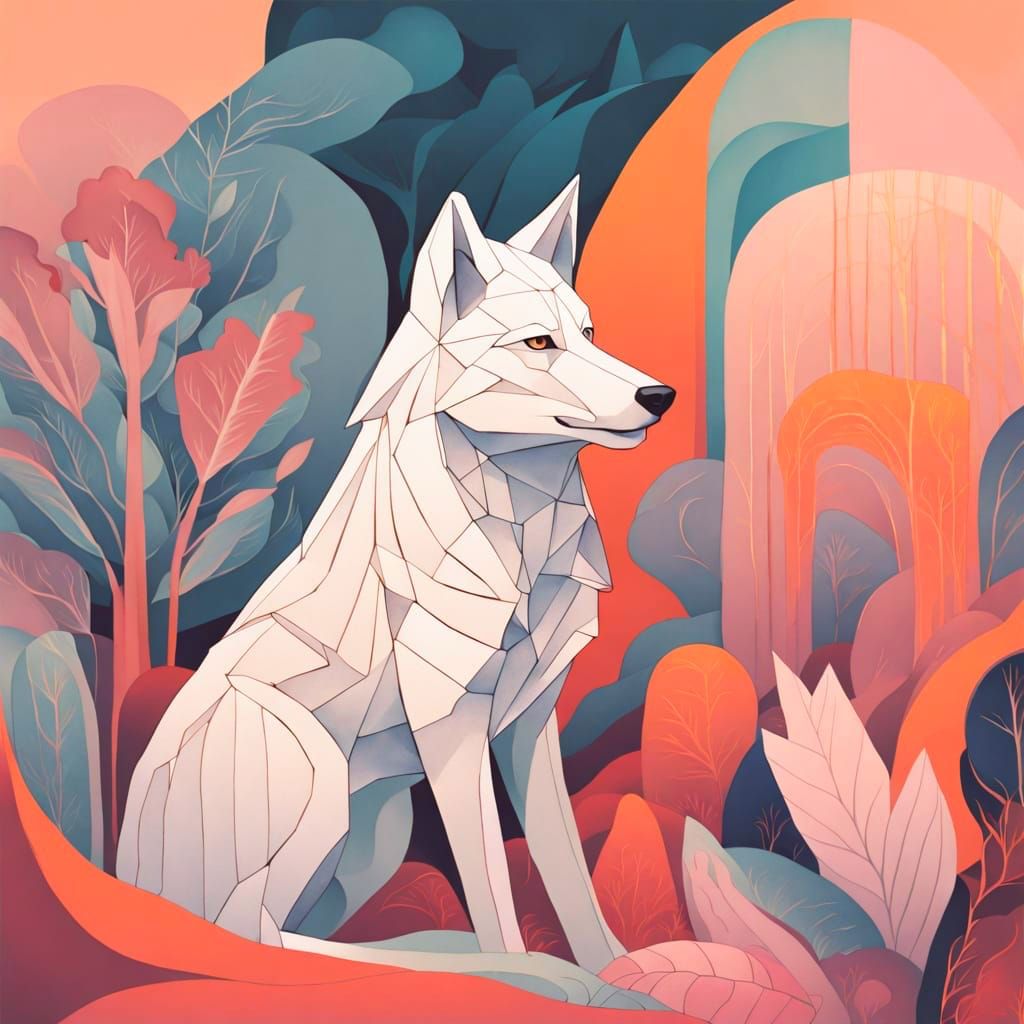 Wolf Pup in Surreal Landscape, Fantasy Art