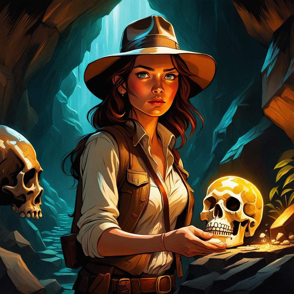 Crystal Skull Discovery in Disney Pixar Style