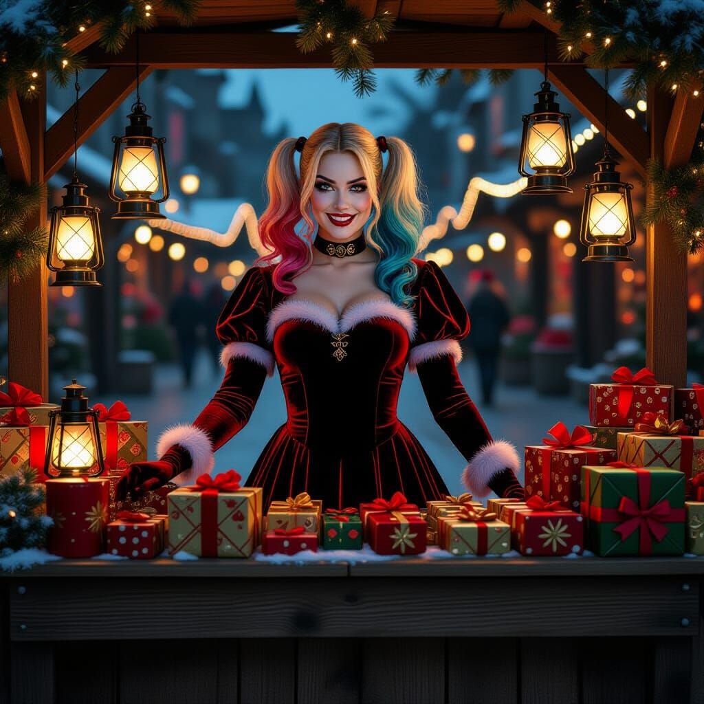 Harley Quinn as Christmas Market Vendor