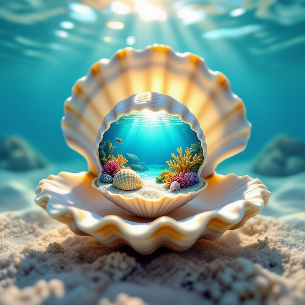 Seashell Within Seashell: Miniature Underwater Scene