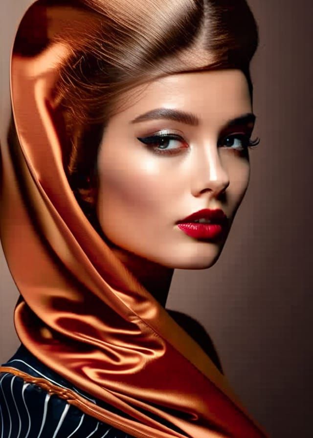 Beautiful Young Woman Portrait in Art Vogue Style