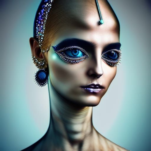 Alien Princess Portrait in Hyperrealistic Style