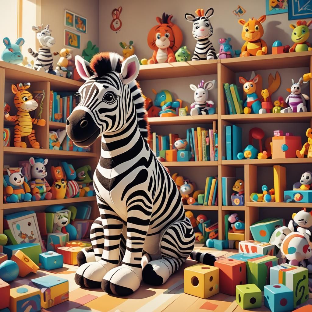 Cartoon Zebra Stuffed Toy Illustration