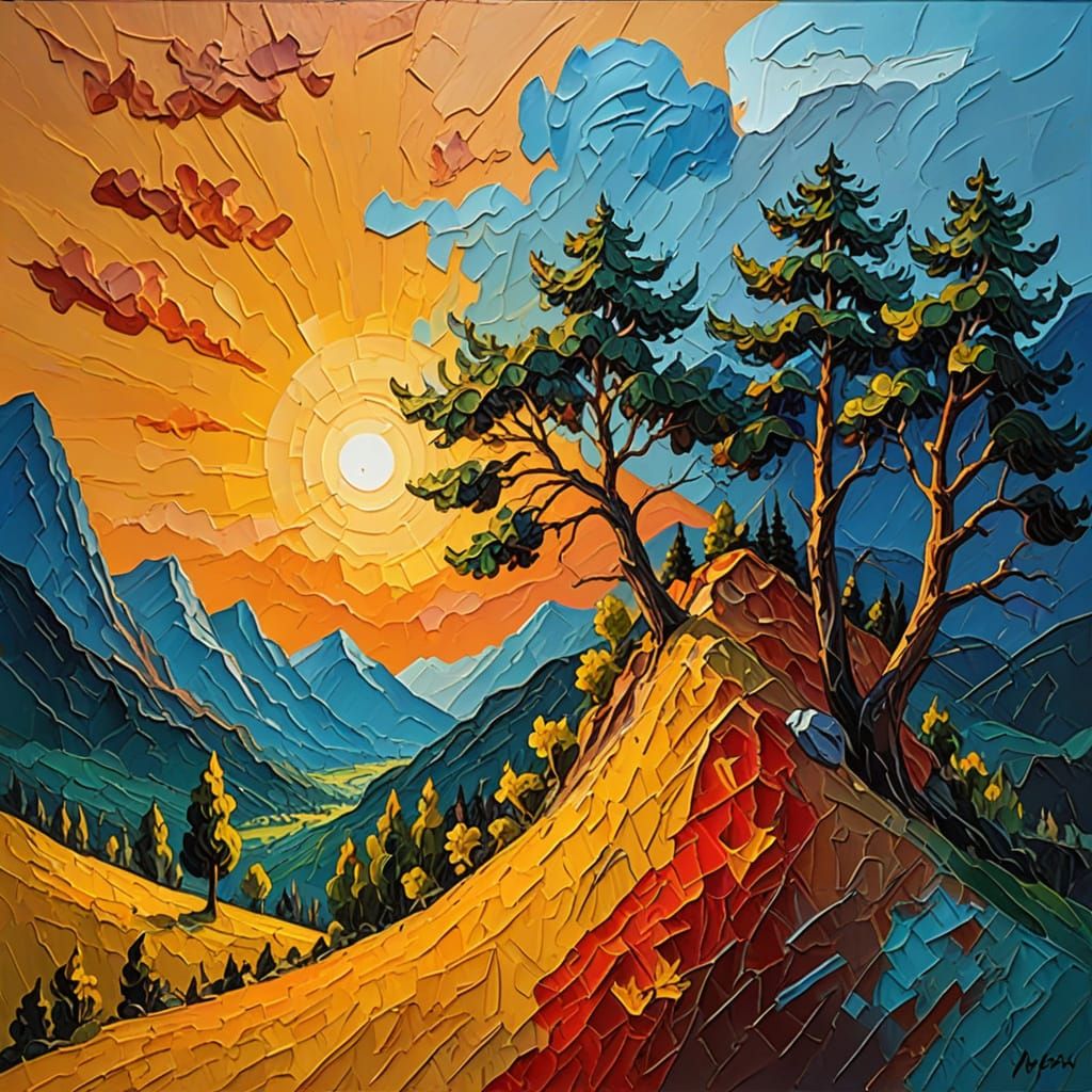 Vibrant Landscape in Impasto Expressionist Style
