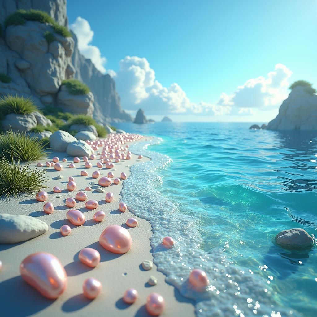 Pearls and Jewels on Ocean Floor: Fantasy Concept Art
