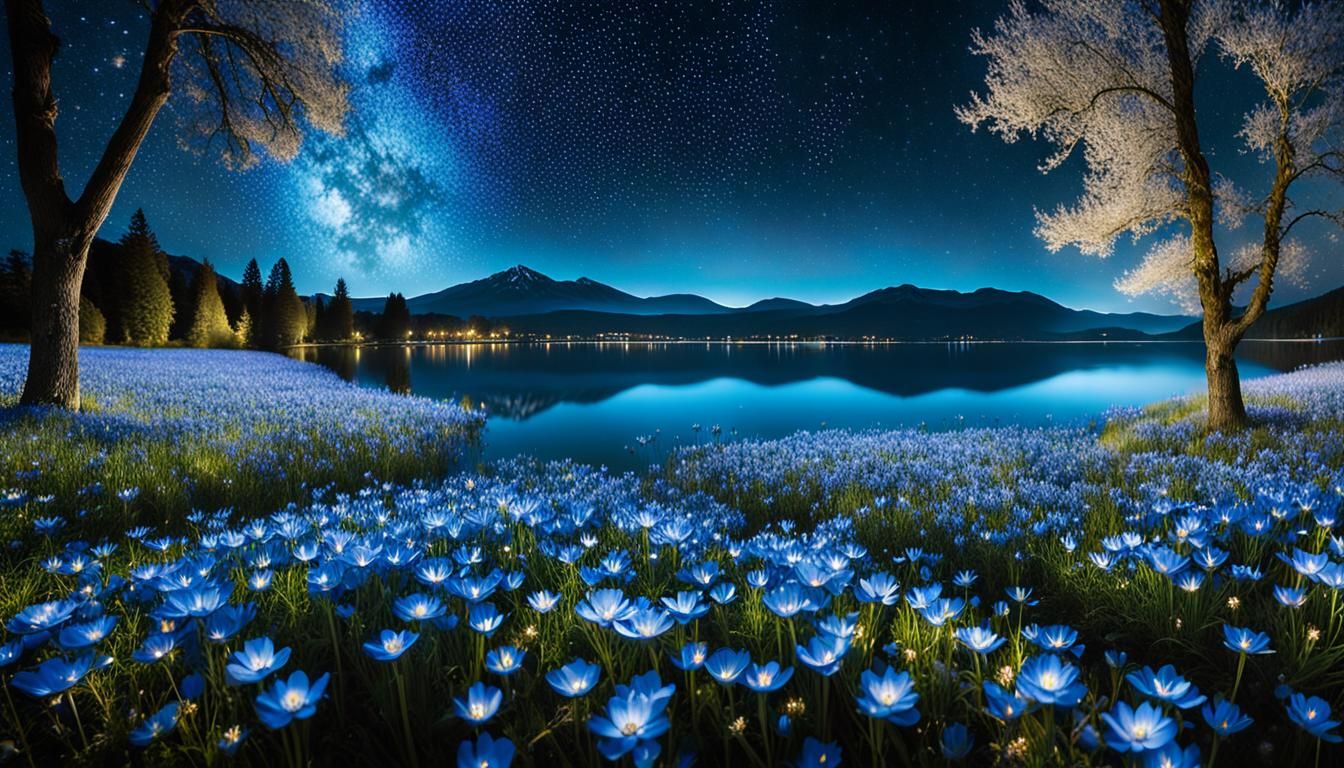 Luminescent Flower Field at Pontet Lake: Long Exposure