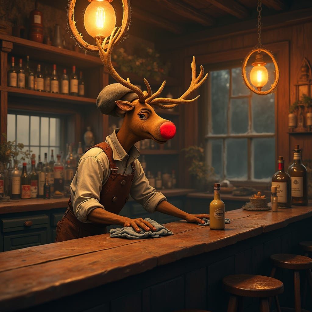Rudolph the Red-Nosed Reindeer Tends Nordic Bar, The Guiding...