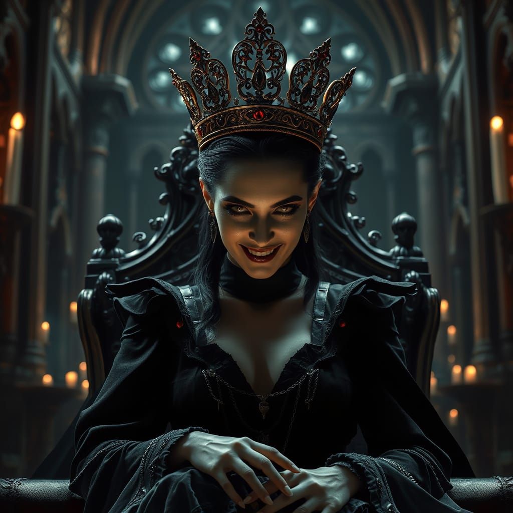 Ethereal Vampire Queen Reigns Over Haunted Apocalyptic Cathe...