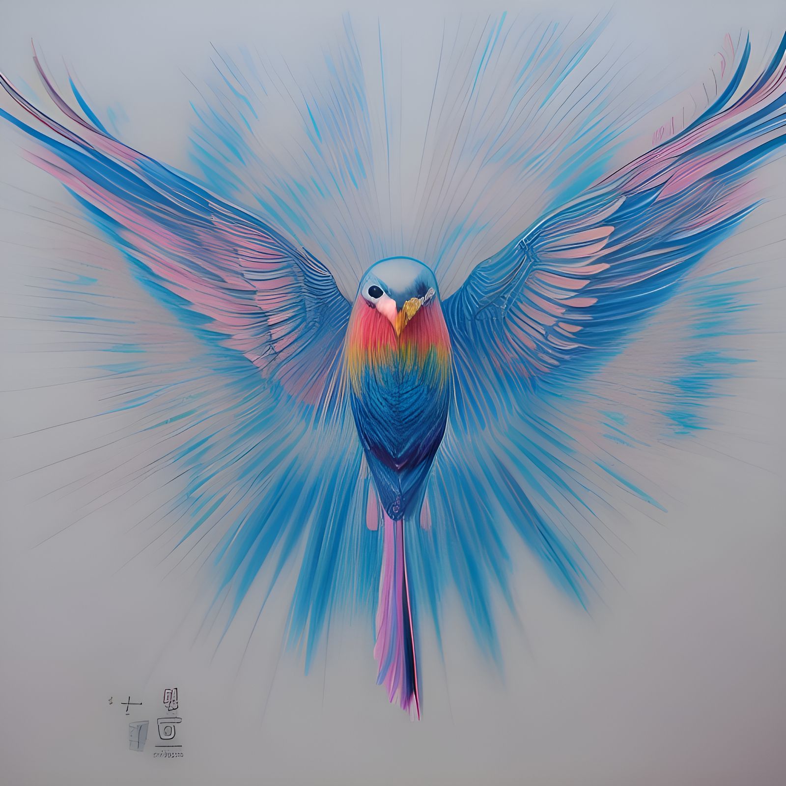 Detailed Crayon Bird Flying in the Sky