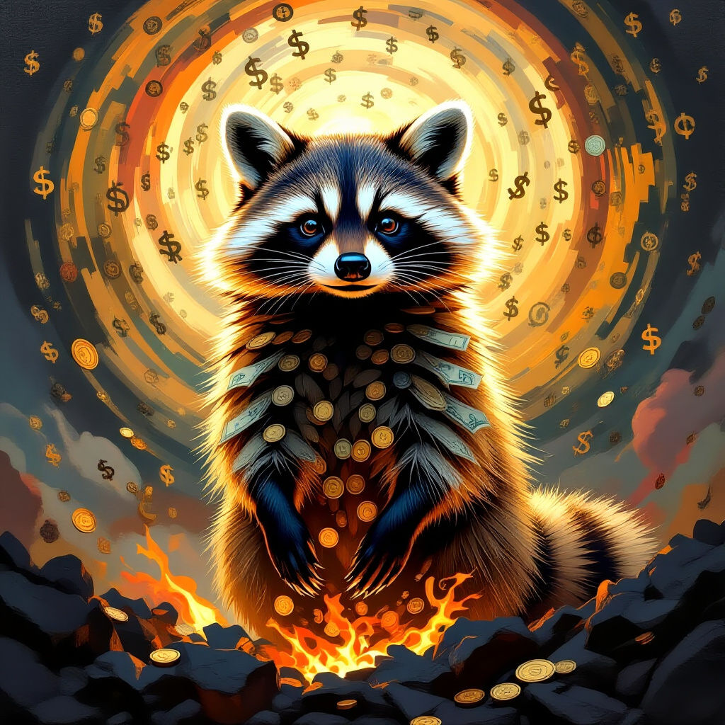 Manga Raccoon Rises from Ashes in Baroque Oil Style