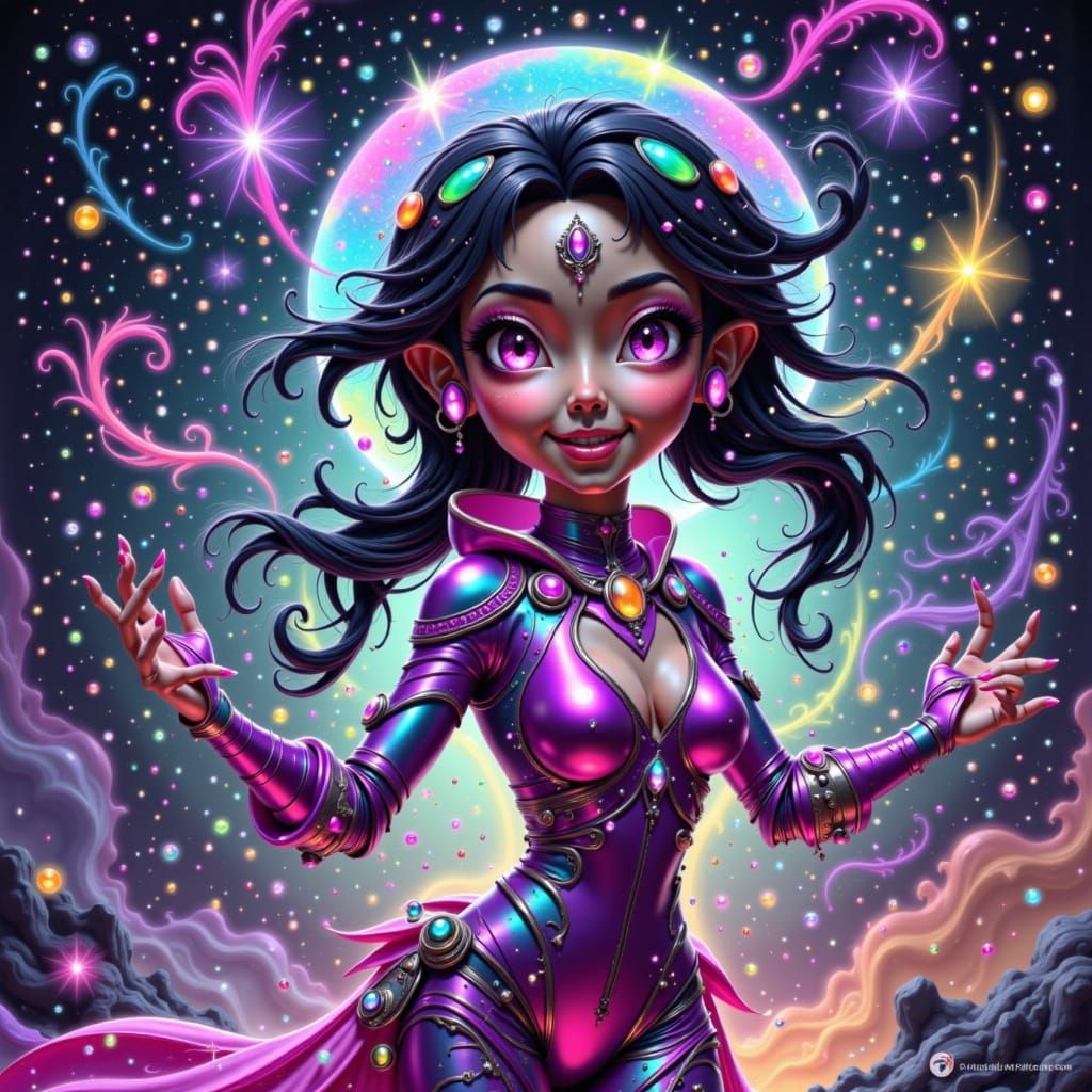 Ladybug Alien Explorer in Futuristic Sci-Fi Landscape