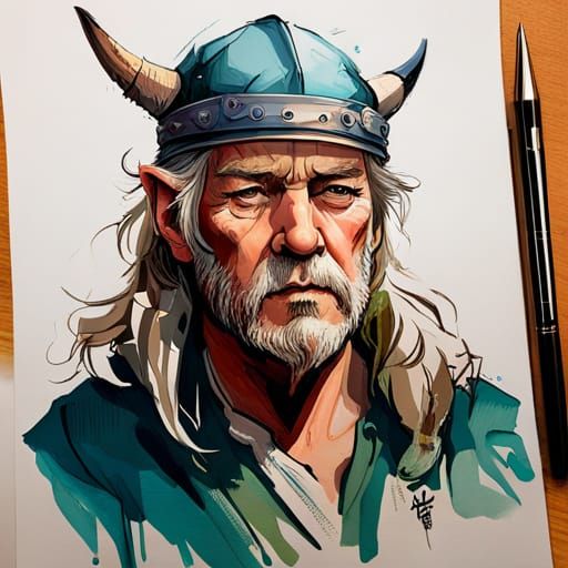 Viking Gandalf Anime Portrait in Disney Splash Art Style