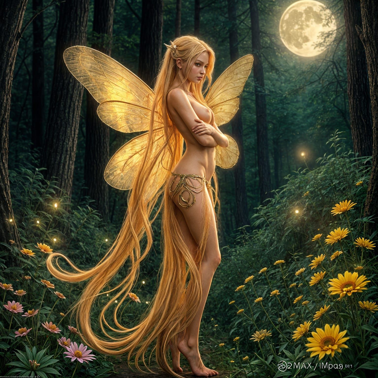 Nymph-Fairy Hybrid in Hyperdetailed Oil Painting