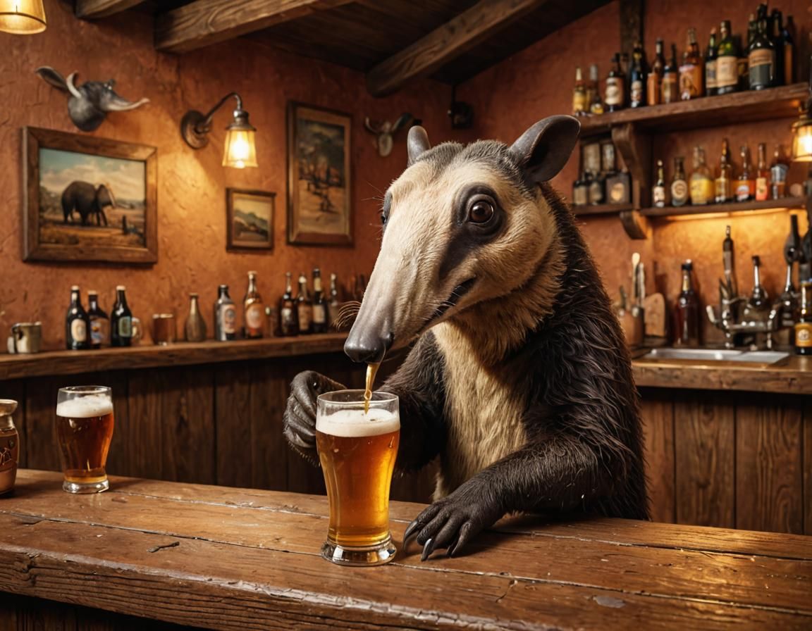 An anteater in a pub