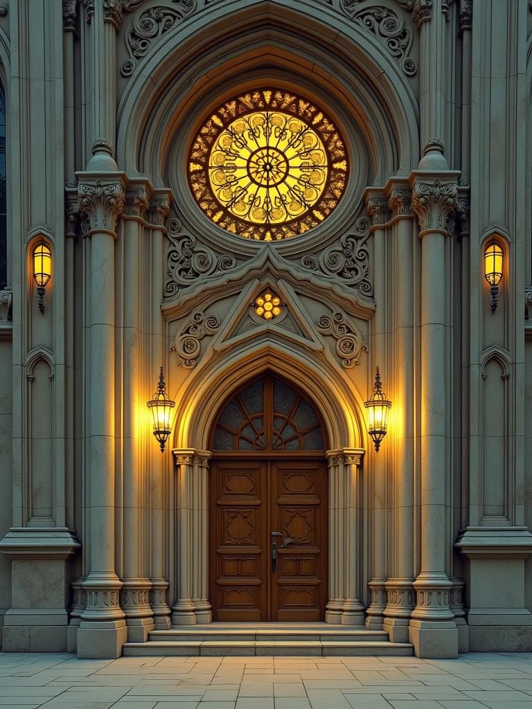 Cathedral Façade in Art Nouveau Style