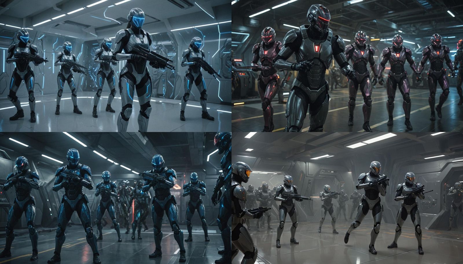 Zantari and Human Soldiers Training in High-Tech Facility