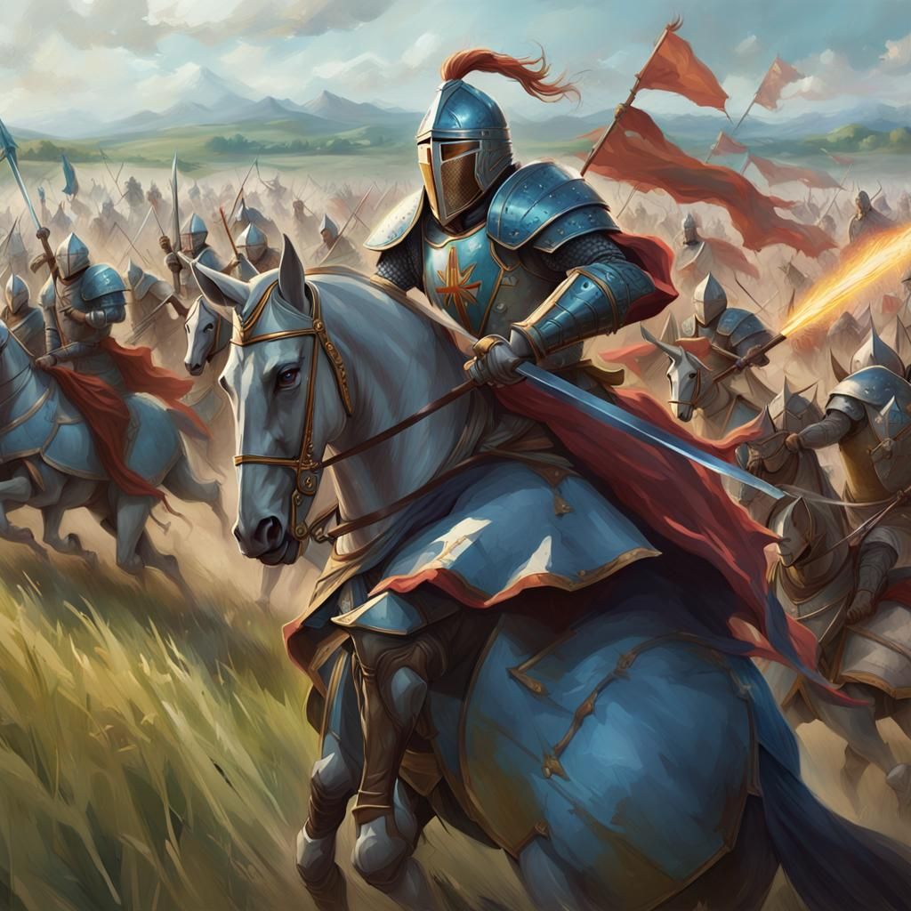 Epic Knight Battle in a Hyperdetailed Landscape