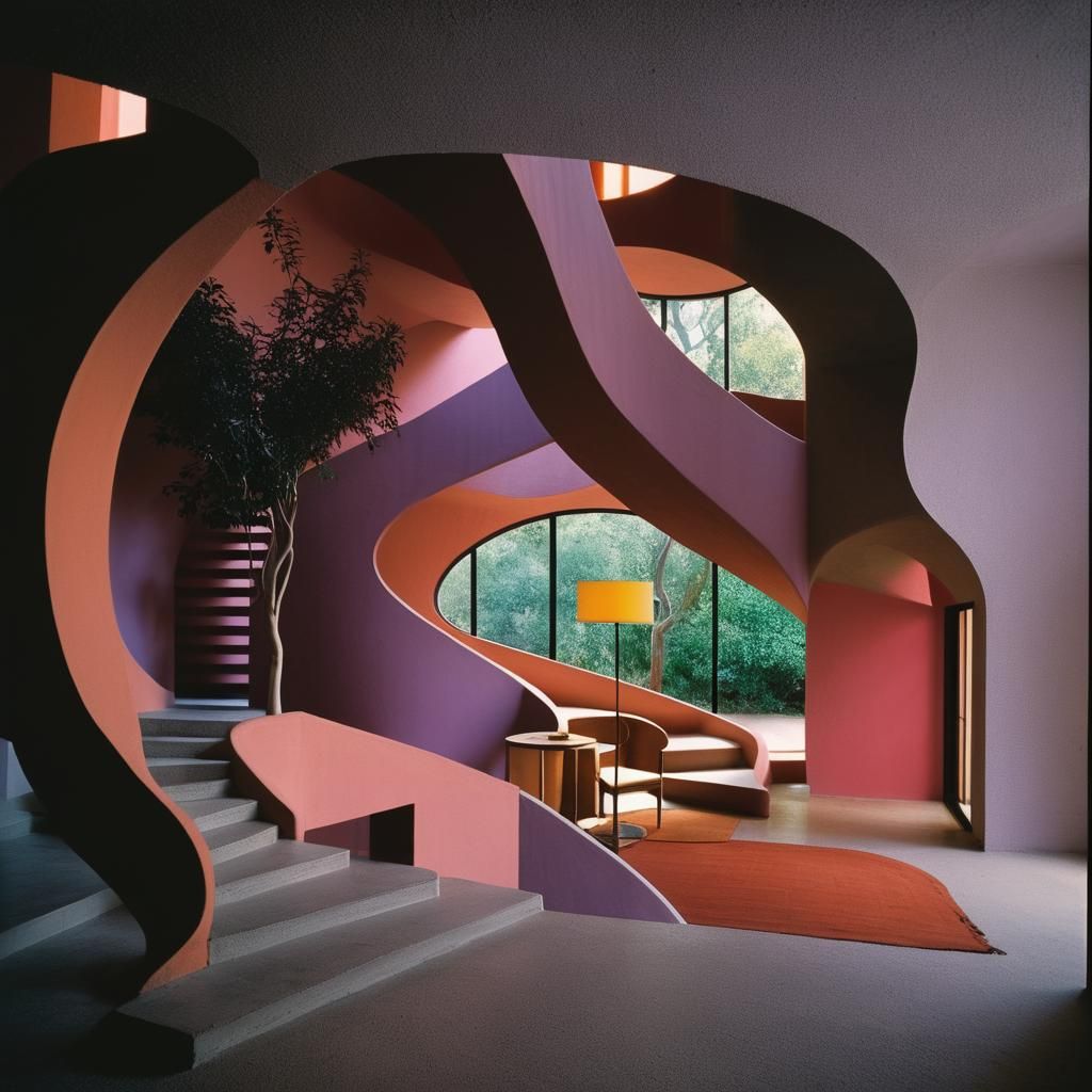 Surreal Luis Barragan Interior with Glass Walls