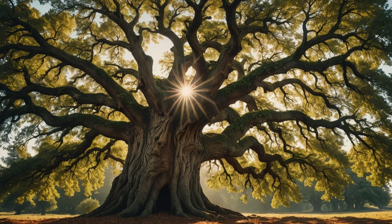 Majestic Chestnut Tree in Golden Sunlight