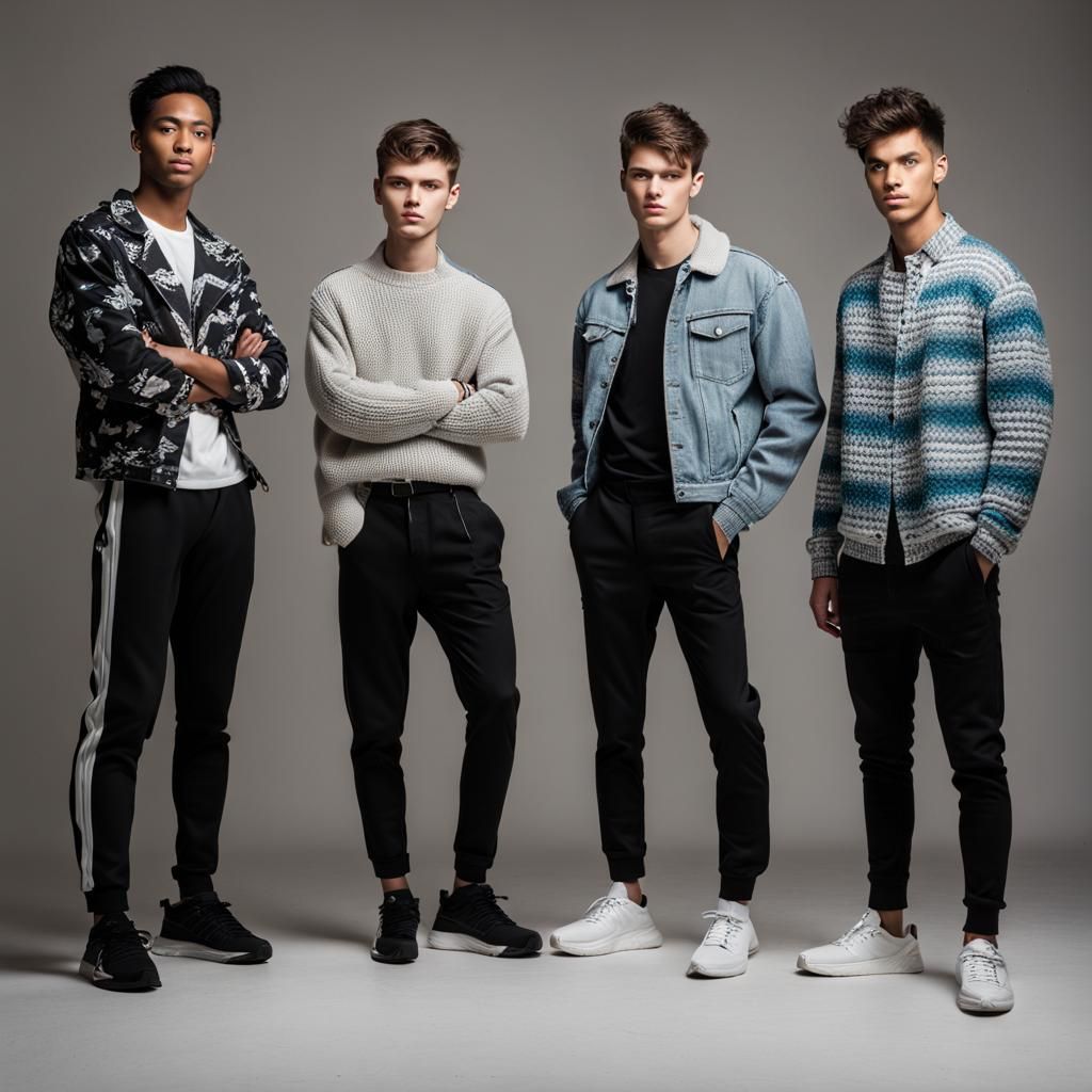 Male Models Preparing for Photoshoot Session