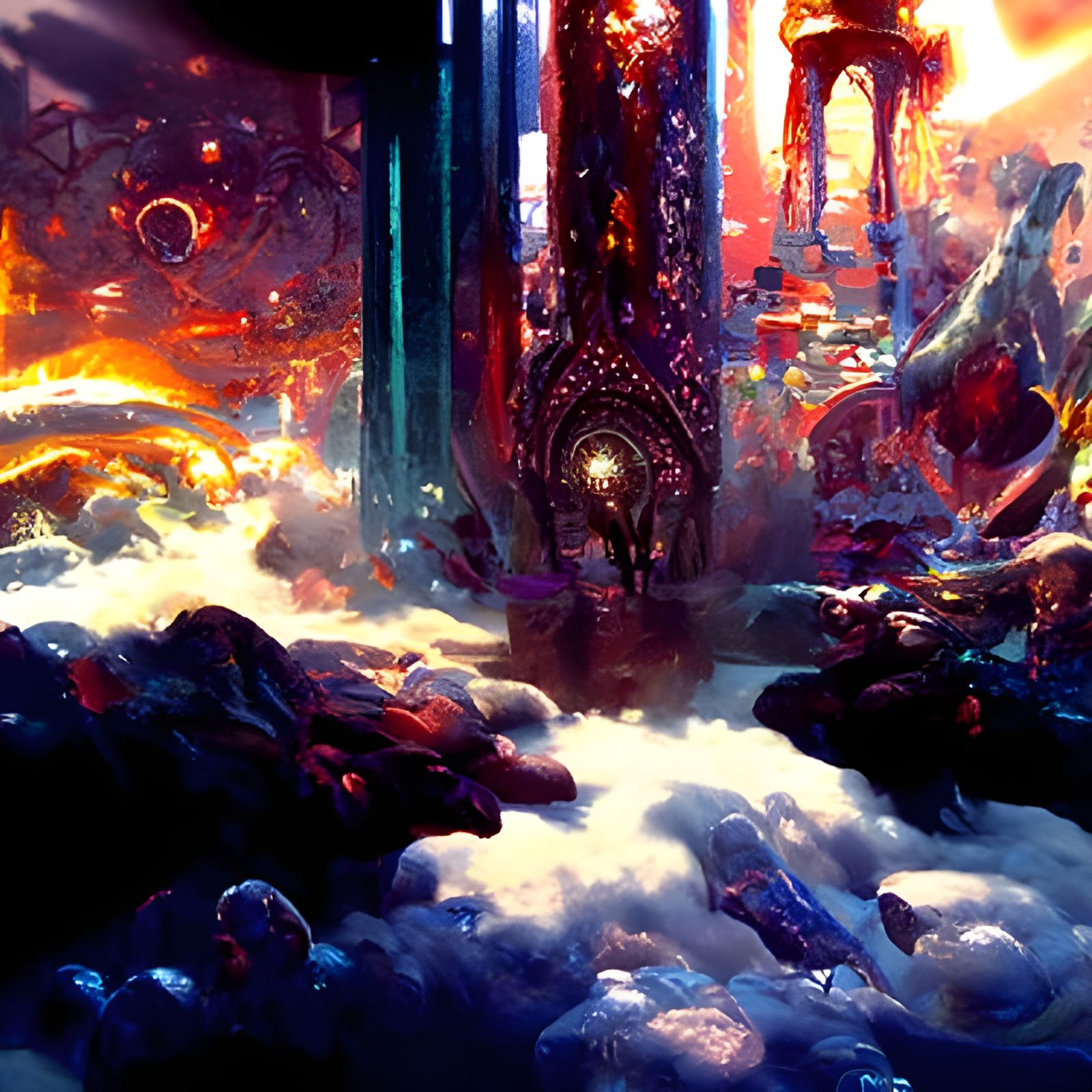 Magical Theatre Scene with Eldritch Symbolism