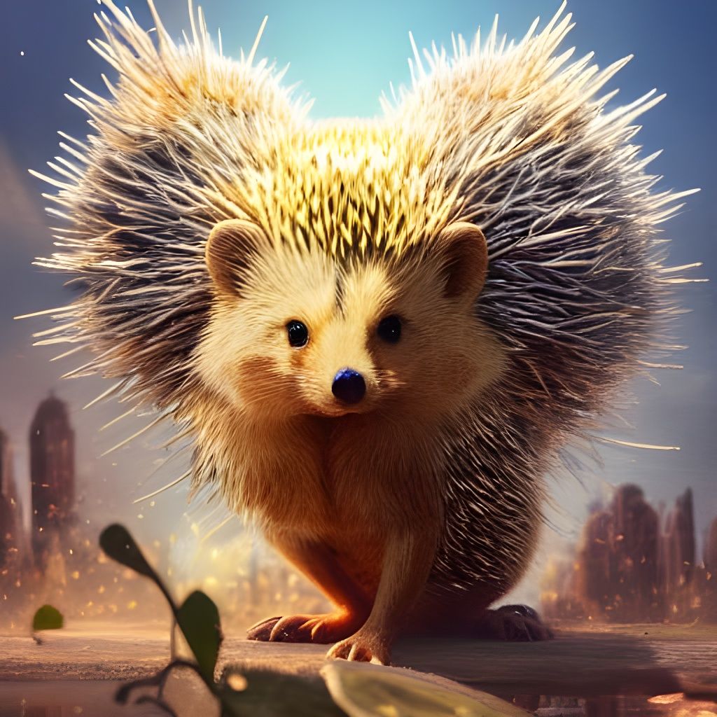 Golden Hedgehog: Fantasy Art Photograph in Klimt Style