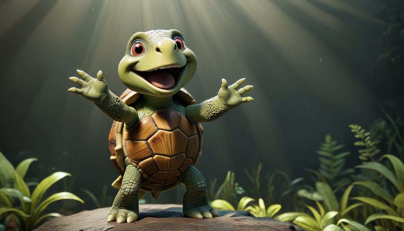 Singing Turtle Cartoon Illustration