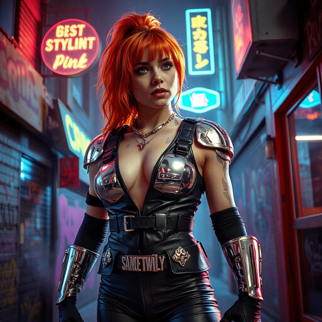 Cyberpunk Wrestler in Smoky Alleyway