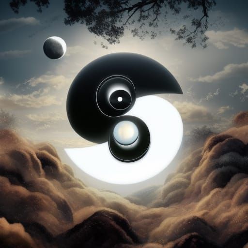 Ying Yang Sun Moon in Digital Matte Painting