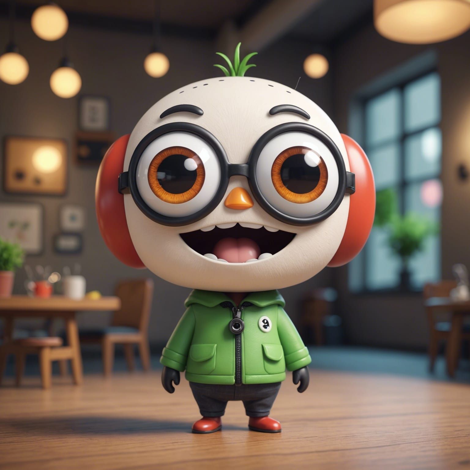 Cute Whimsical Chibi Character with Googly Eyes