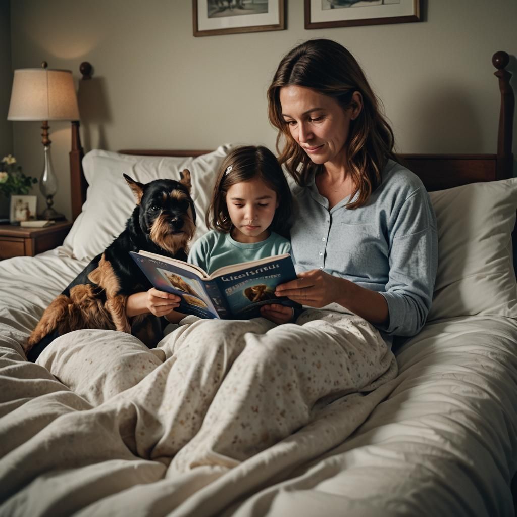 Heartwarming Scene of Daughter Reading to Mother