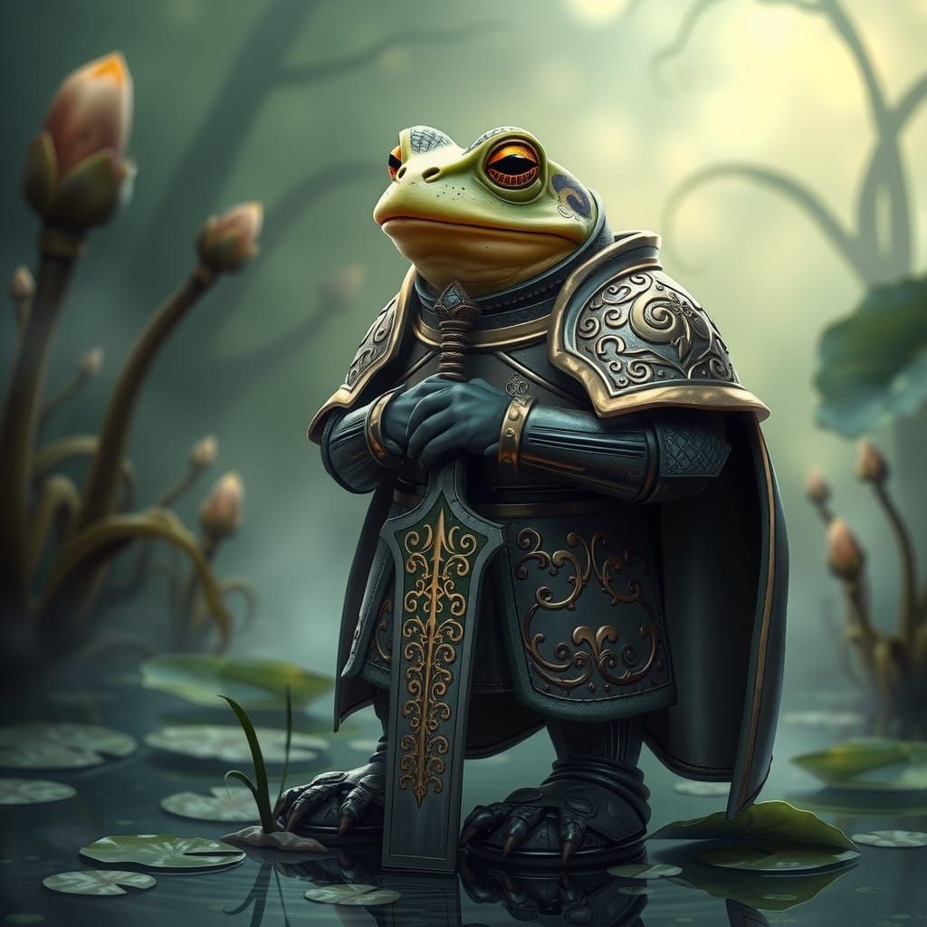 Regal Toad Knight in Enchanted Wetlands