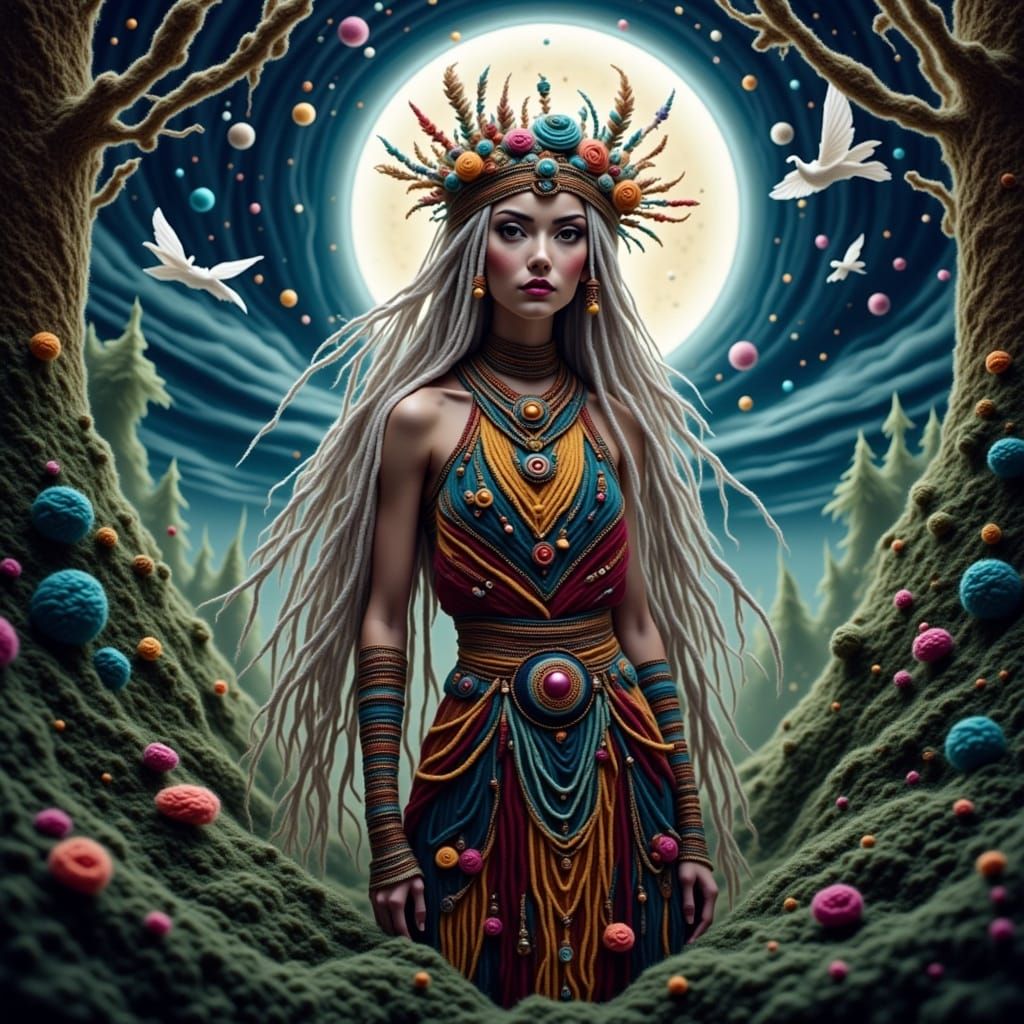 Enchanted Medicine Woman Under the Full Moon