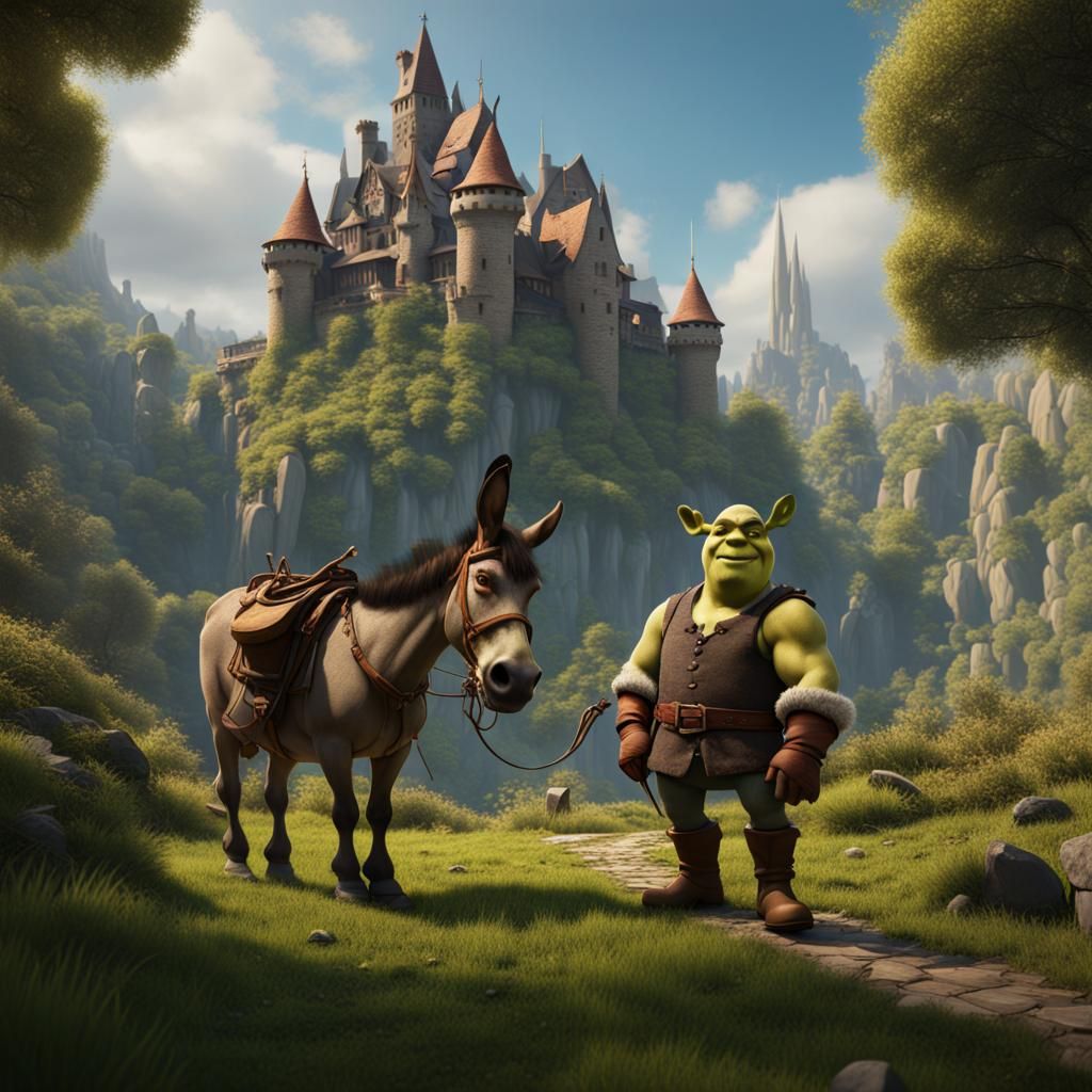 Shrek and Donkey: Detailed Fantasy Concept Art