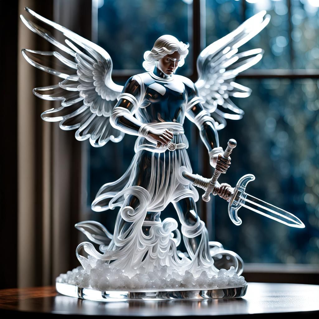 Archangel Michael Ice Sculpture in 3D