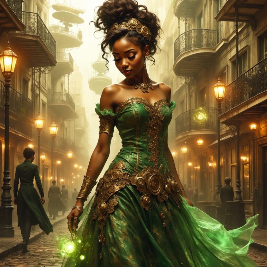 Steampunk Tiana in Victorian New Orleans
