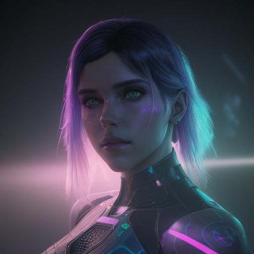 Holographic Astral Cosmic Illustration in Mixed Media