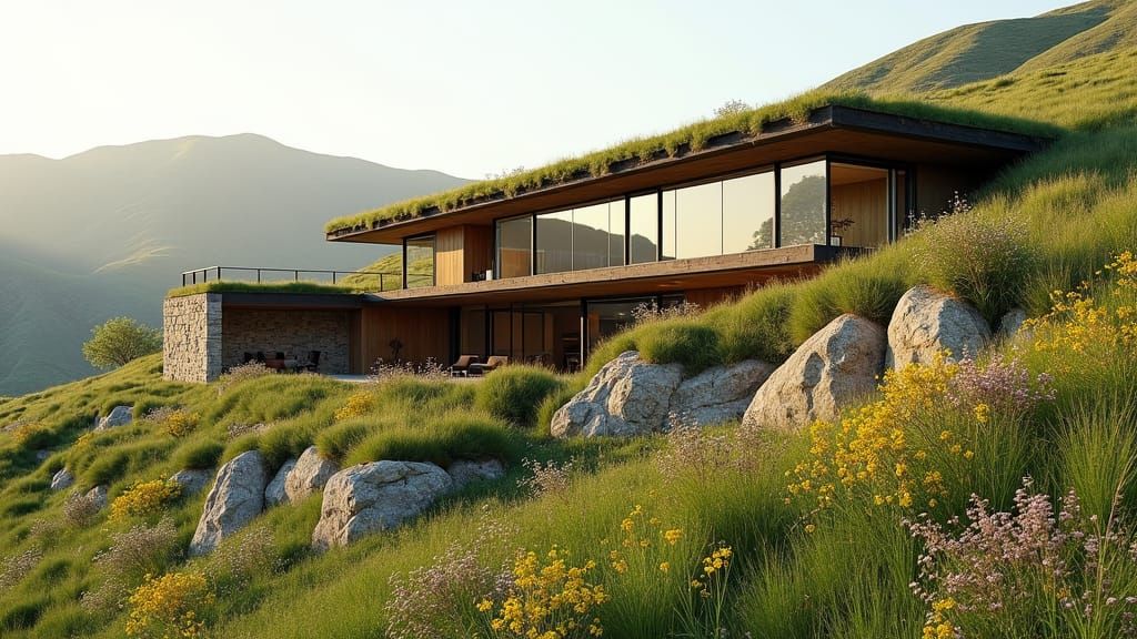 Eco-Friendly Hillside House with Living Roof