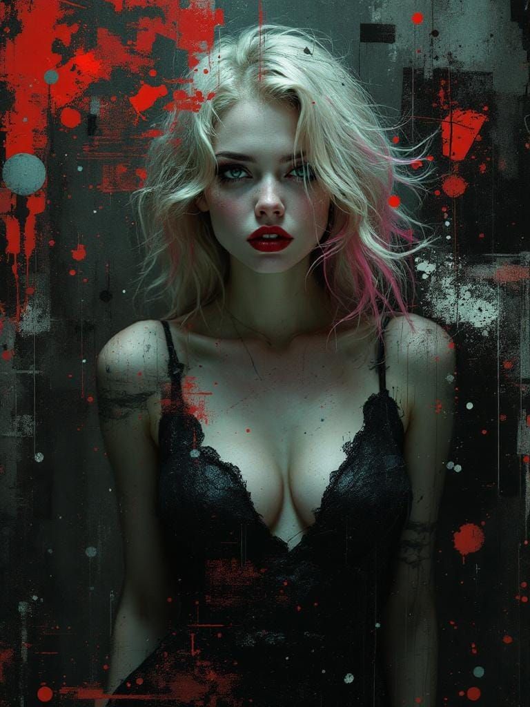 Pin-Up Woman in Digital Impasto Style