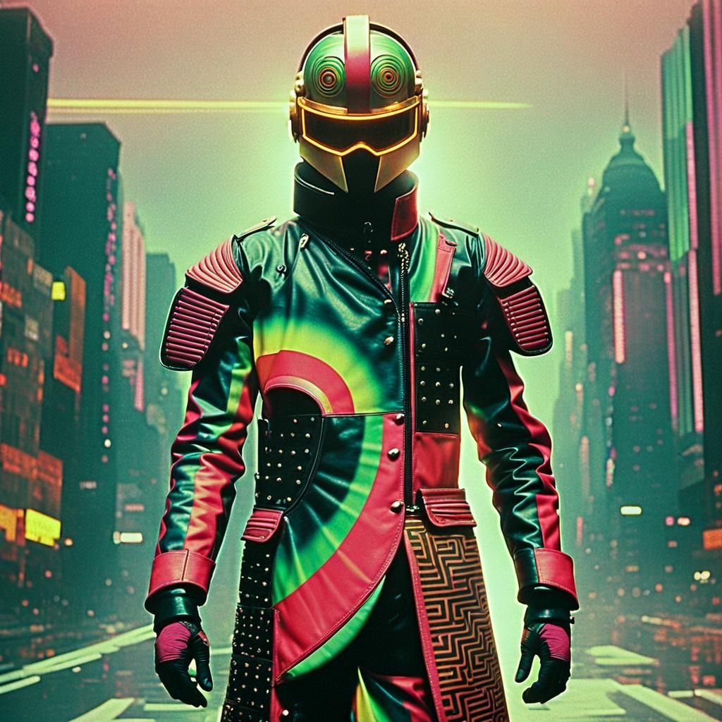 Cyberpunk Hero in Liminal Dreamcore Metropolis