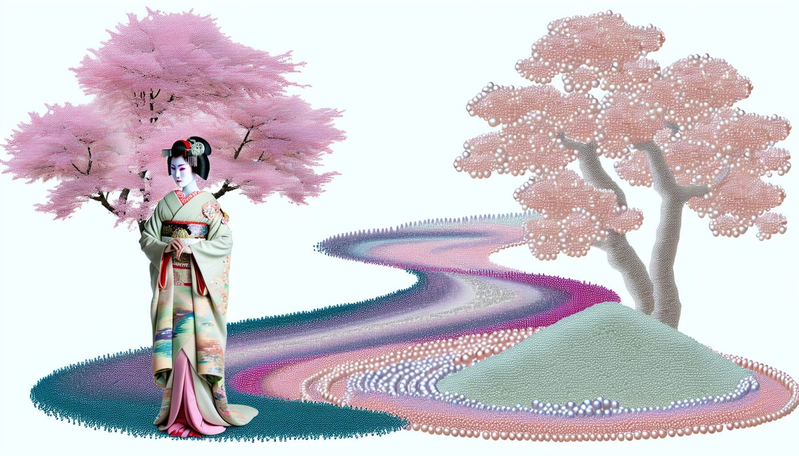 Geisha in Tranquil Sakura Haven