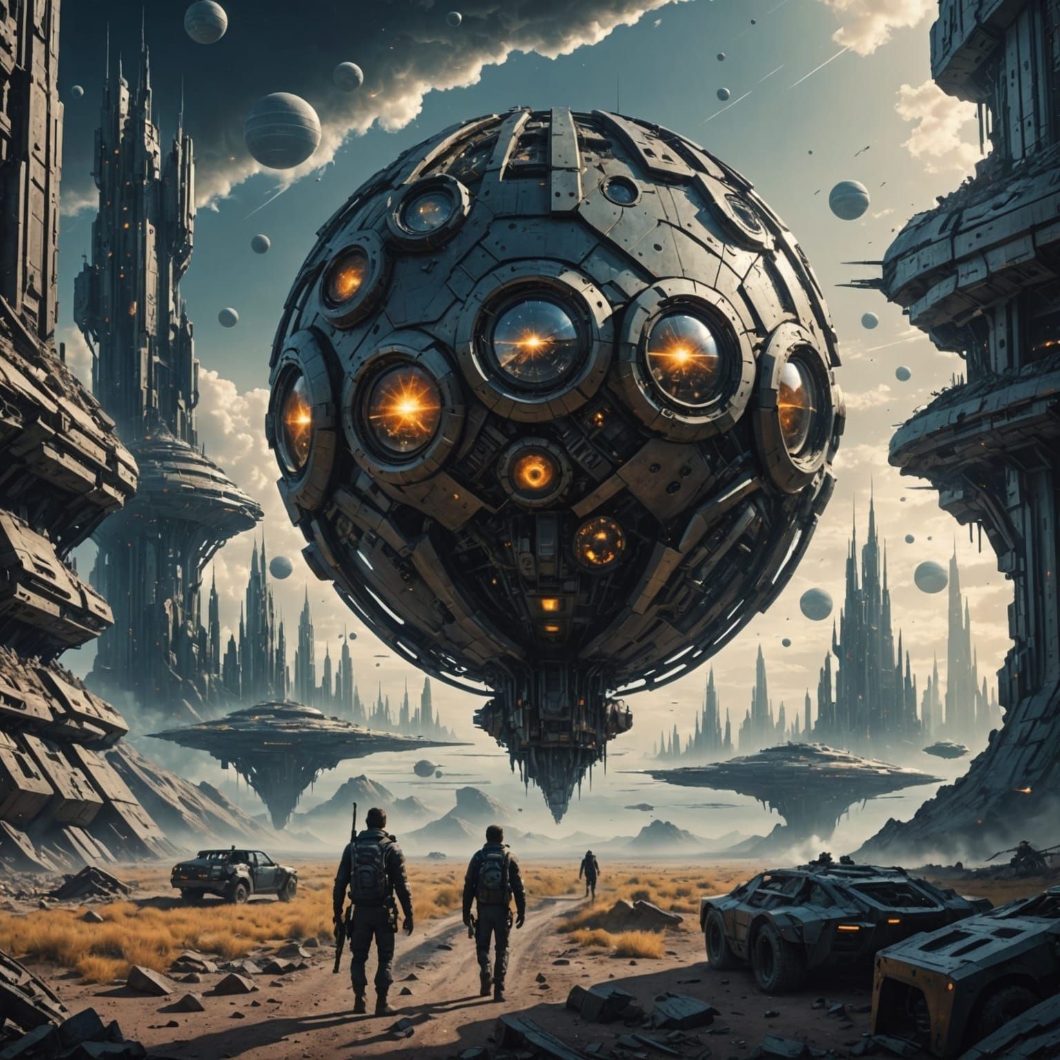 Dystopian Sci-Fi in Intricate Detail