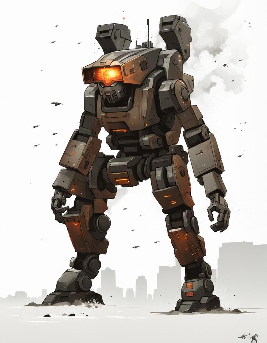 Mech Warrior in New York City Apocalypse