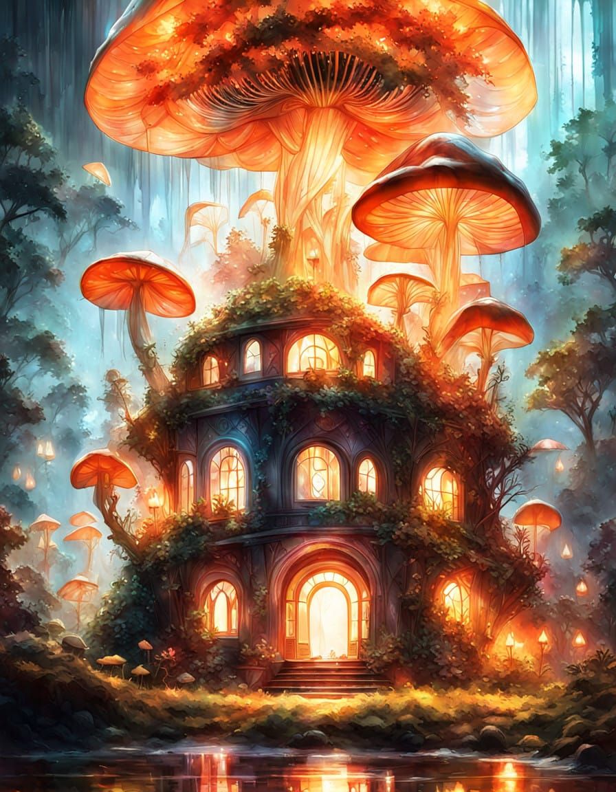 Whimsical Enchanted Mushroom Abode
