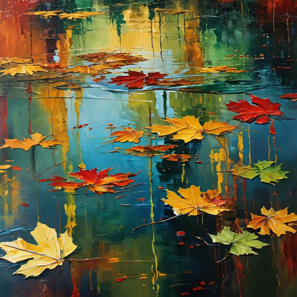 Autumn Landscape Painting with Impasto and Glaze