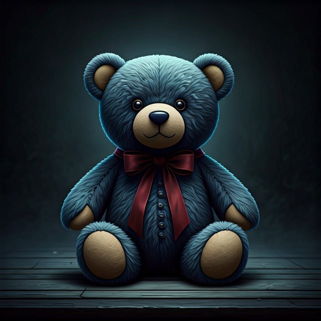 Dark Fantasy Teddy Bear in Moody, Gothic Style