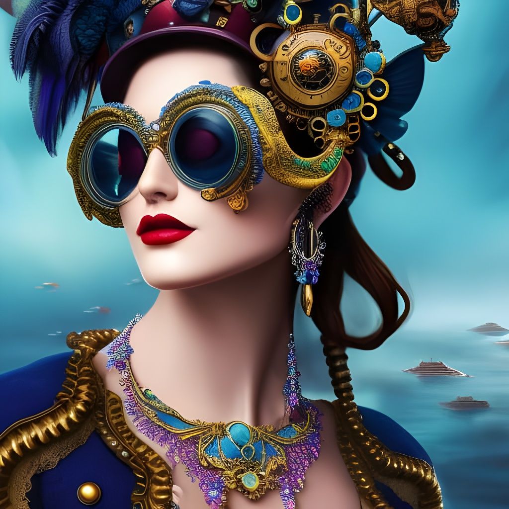 Steampunk Sea Goddess in Ornate Fantasy Art