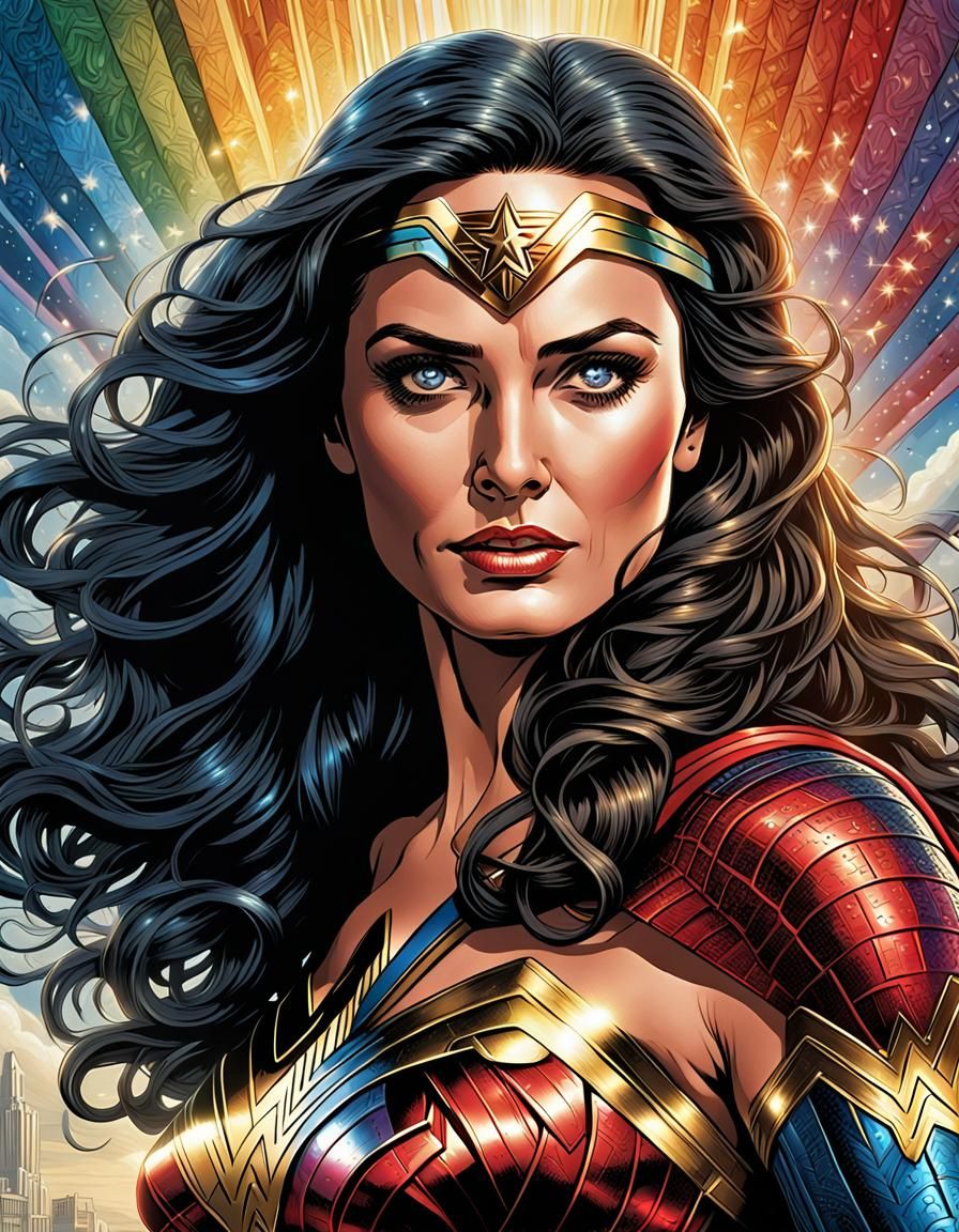 Wonder Woman on a Rainbow: Comic Book Art